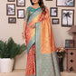 Anaita Orange Tissue Silk With Jaal Weaving Saree With Blouse