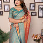 Anaita Orange Tissue Silk With Jaal Weaving Saree With Blouse