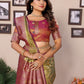Anaita Green Tissue Silk With Jaal Weaving Saree With Blouse