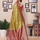 Anaita Green Tissue Silk With Jaal Weaving Saree With Blouse