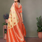 Anaita Orange Viscose Silk With Butties Weaving Saree With Blouse