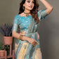 Anaita Light Blue Viscose Silk With Butties Weaving Saree With Blouse