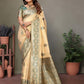 Anaita Dark Green Viscose Silk With Butties Weaving Saree With Blouse