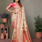 Anaita Baby Pink Viscose Silk With Butties Weaving Saree With Blouse