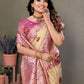 Anaita Rani Pink Viscose Silk With Butties Weaving Saree With Blouse