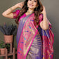 Anaita Lavender Tissue Silk With Paithani Woven Saree With Blouse
