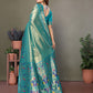 Anaita Blue Tissue Silk With Paithani Woven Saree With Blouse