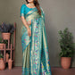 Anaita Blue Tissue Silk With Paithani Woven Saree With Blouse