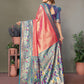Anaita Light Pink Tissue Silk With Paithani Woven Saree With Blouse