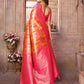 Anaita Orange Banarasi Chaturi Silk With Zari Weaving Saree With Blouse