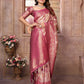 Anaita Pink Banarasi Chaturi Silk With Zari Weaving Saree With Blouse