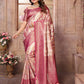 Anaita Pink Banarasi Chaturi Silk With Zari Weaving Saree With Blouse