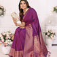 Anaita Dark Purple Silk With Zari Weaving Saree With Blouse