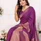 Anaita Dark Purple Silk With Zari Weaving Saree With Blouse
