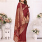 Anaita Dark Maroon Silk With Zari Weaving Saree With Blouse