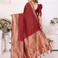 Anaita Dark Maroon Silk With Zari Weaving Saree With Blouse
