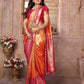 Anaita Light Orange Tissue Silk With Weaving Saree With Blouse