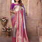 Anaita Lavender Tissue Silk With Weaving Saree With Blouse