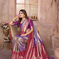 Anaita Lavender Tissue Silk With Weaving Saree With Blouse