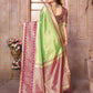 Anaita Light Green Tissue Silk With Weaving Saree With Blouse