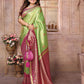 Anaita Light Green Tissue Silk With Weaving Saree With Blouse