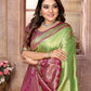 Anaita Light Green Tissue Silk With Weaving Saree With Blouse