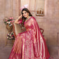 Anaita Peach Tissue Silk With Weaving Saree With Blouse