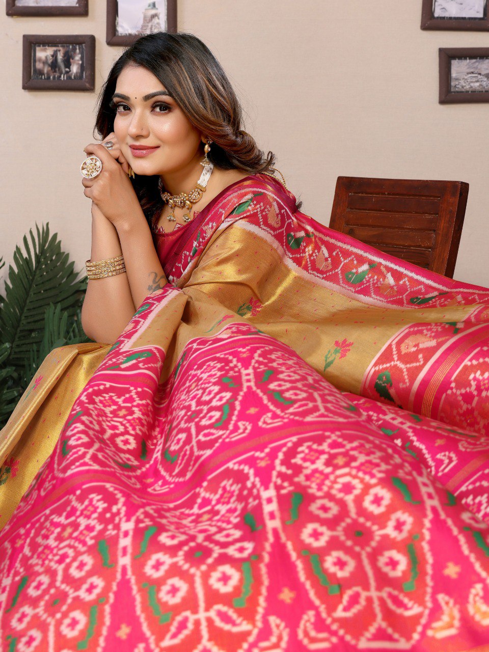 Anaita Golden Tissue Silk With Weaving Saree With Blouse