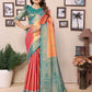 Anaita Orange Tissue Silk With Weaving Saree With Blouse