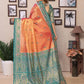 Anaita Orange Tissue Silk With Weaving Saree With Blouse