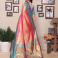Anaita Light Red Tissue Silk With Weaving Saree With Blouse