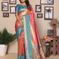 Anaita Light Red Tissue Silk With Weaving Saree With Blouse