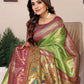 Anaita Light Green Tissue Silk With Weaving Saree With Blouse