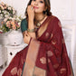 Anaita Maroon Weaving Saree With Blouse