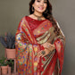 Anaita Light Red Tissue Silk With Weaving Saree With Blouse