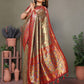 Anaita Light Red Tissue Silk With Weaving Saree With Blouse