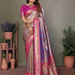 Anaita Lavender Tissue Silk With Weaving Saree With Blouse