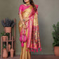Anaita Light Golden Tissue Silk With Weaving Saree With Blouse