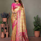 Anaita Light Golden Tissue Silk With Weaving Saree With Blouse