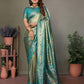 Anaita Light Green Tissue Silk With Weaving Saree With Blouse