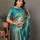 Anaita Light Green Tissue Silk With Weaving Saree With Blouse
