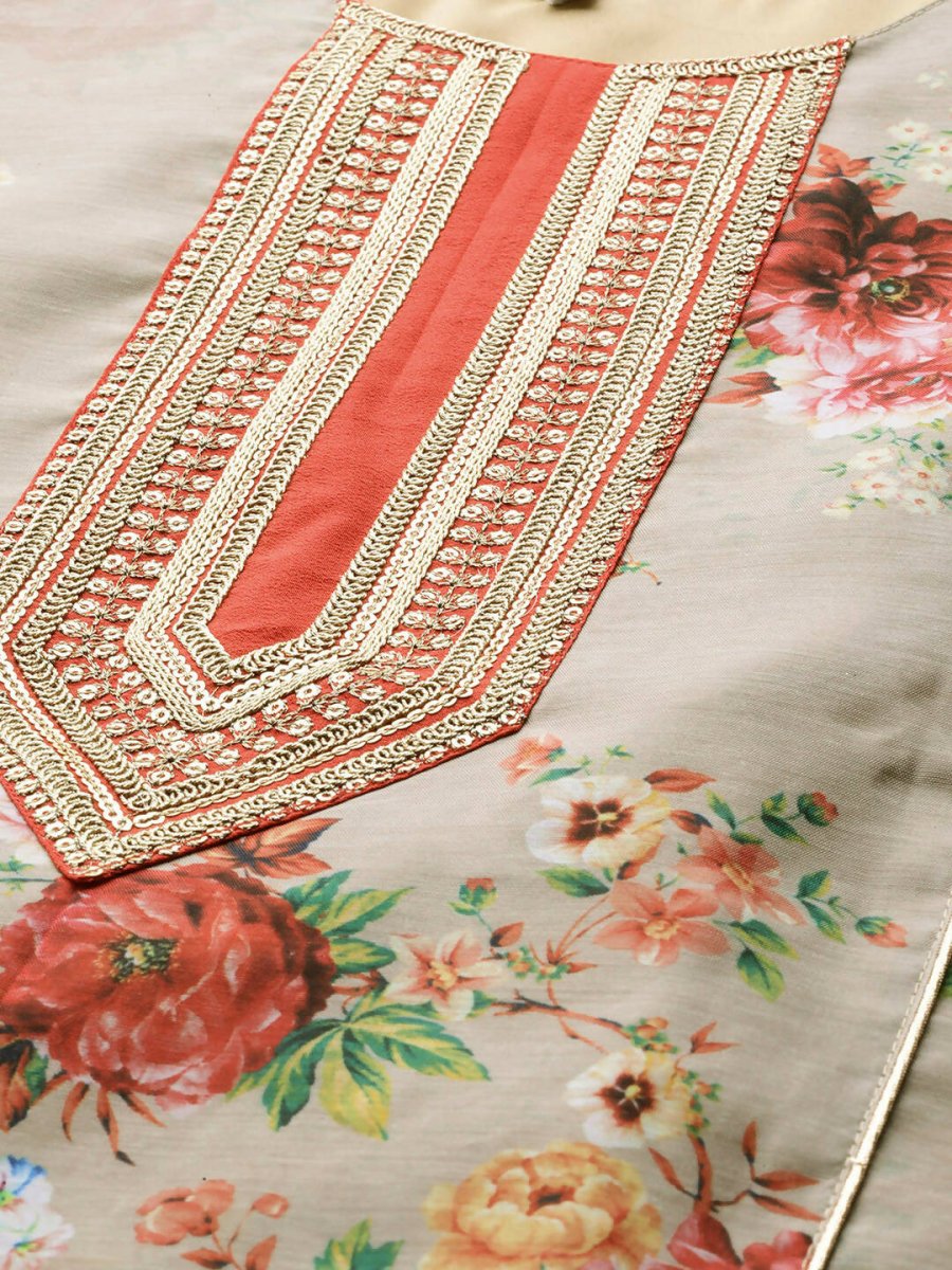 Ahalyaa Women's Traditional wear Kurta - Tan | Swadesiicart