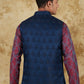 Bluesaanchi Men's Jacquard Rose Red With White Waistcoat | Swadesiicart