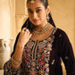 Anaita Maroon Embroidered Velvet Stitched Plazo Suit