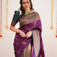 DEIANA'S Beautiful Designer Golden zari Soft Lichi Silk Saree - Purple - Swadesiicart