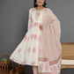 Yufta Pink & White Gota_Patti Cotton Anarkali Kurta Dupatta Pant Set - Swadesiicart