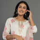 Yufta Pink & White Gota_Patti Cotton Anarkali Kurta Dupatta Pant Set - Swadesiicart