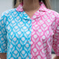Yufta Pink And Blue Crop Top And Trouser Co Ord Set - Swadesiicart
