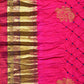 Pink and Dark Blue Bandhani Kanchipuram Silk Handloom Saree with Body Buta Design - Global Threads | Swadesiicart