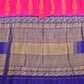 Pink and Dark Blue Bandhani Kanchipuram Silk Handloom Saree with Body Buta Design - Global Threads | Swadesiicart
